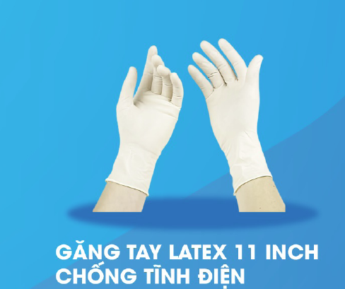 Găng tay Latex 11 inch chống tĩnh điện - Vật Tư Phòng Sạch NBN Bắc Ninh - Công Ty TNHH Vật Tư Công Nghiệp NBN Bắc Ninh